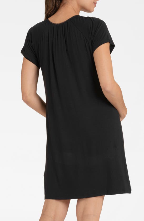 Shop Seraphine Button-up Maternity Nightgown In Black