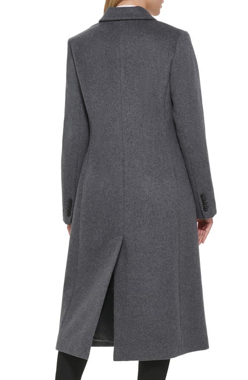 Karl Lagerfeld Wool Blend Double Breasted Coat In Medium Grey