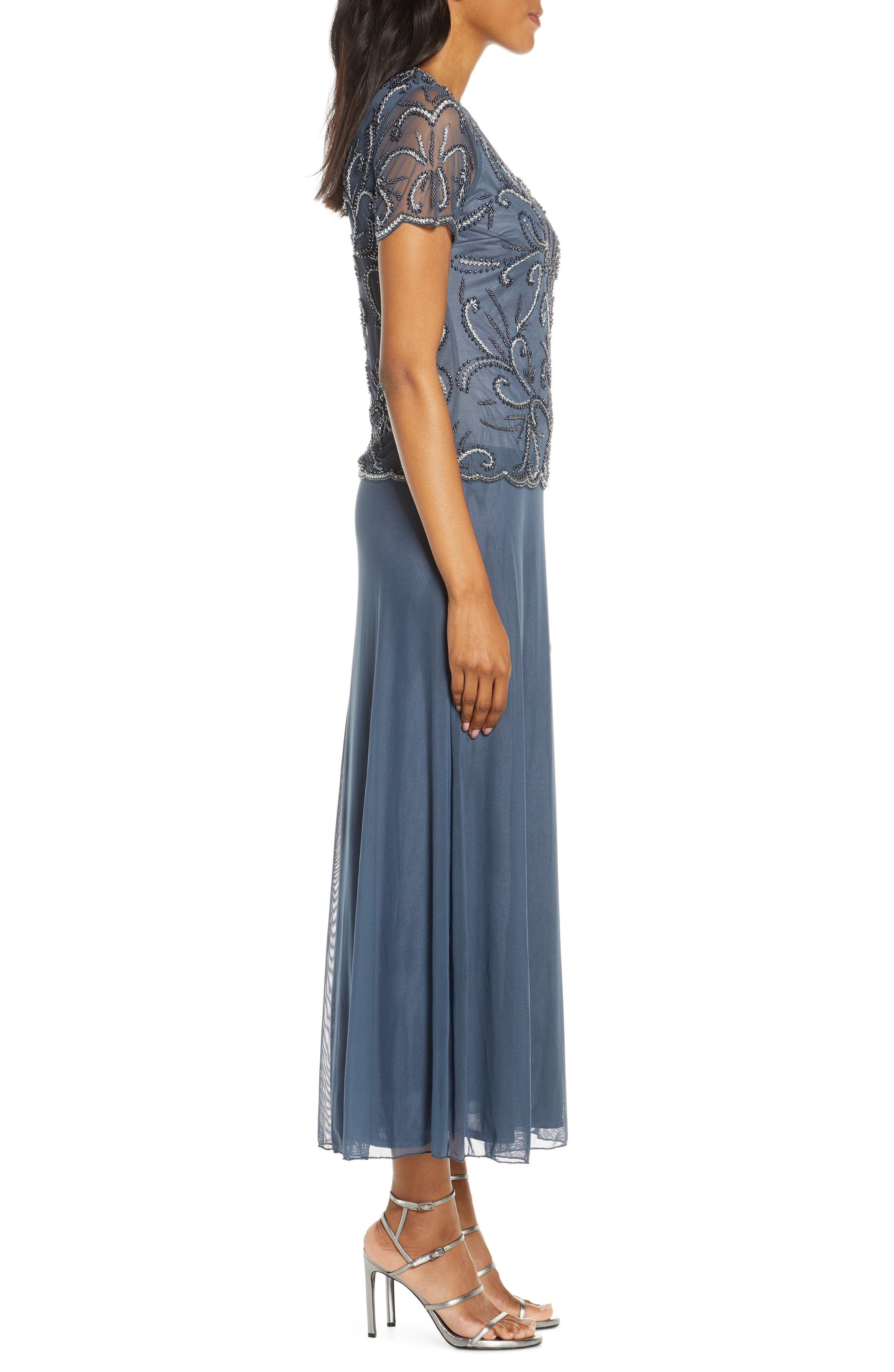 diamond motif mesh blouson gown pisarro nights