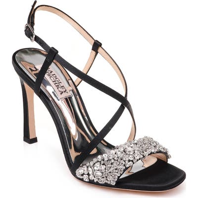 Badgley Mischka Elana Embellished Slingback Sandal, Black