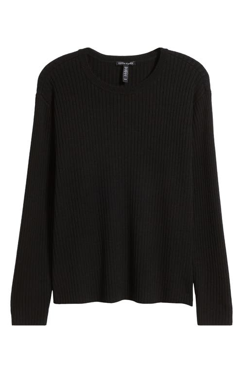 Shop Eileen Fisher Crewneck Rib Sweater In Black