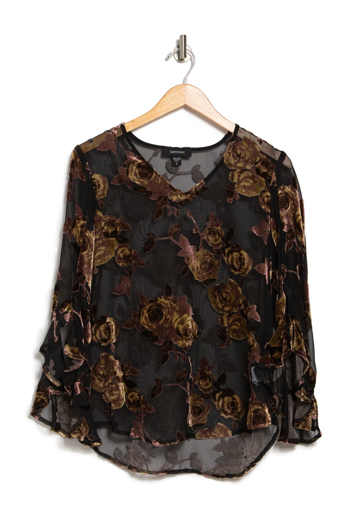 karen kane ruffle sleeve top