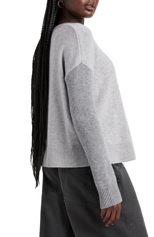 Shop Splendid Amy Colorblock Wool & Cashmere Sweater In Ice Heather Grey/heather Fog