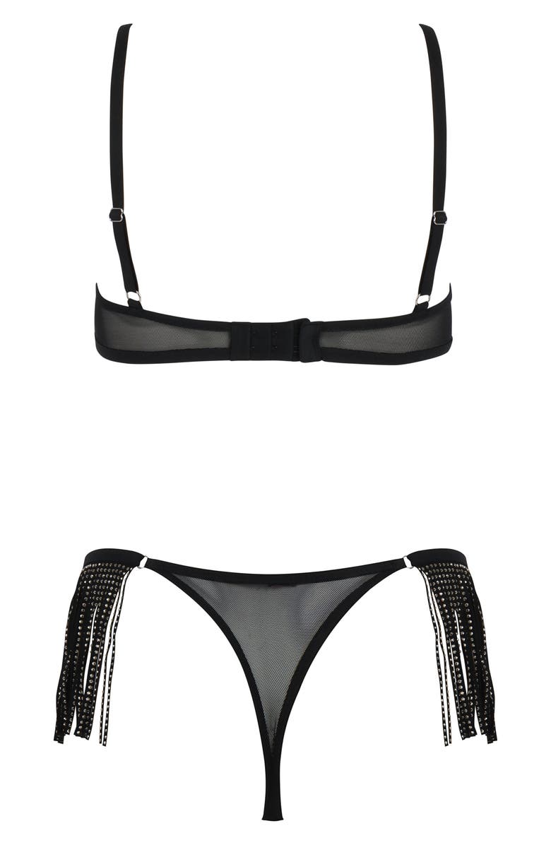 Love, Vera Fringe Rhinestone Cutout Mesh Teddy Nordstrom