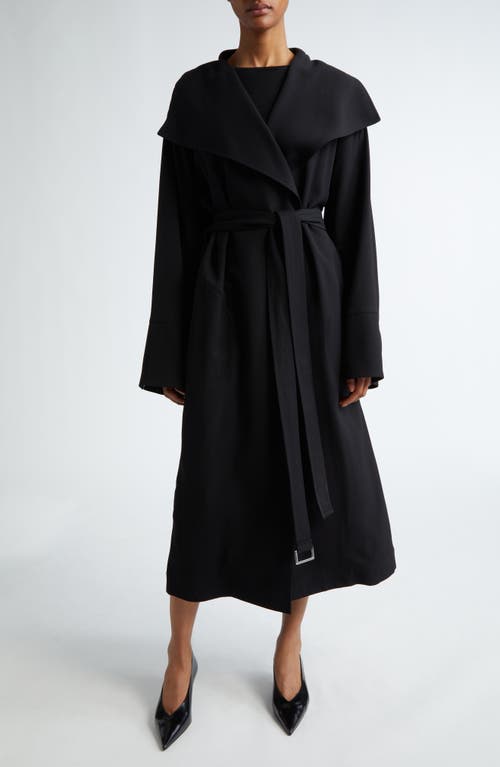 Shop Totême Toteme Signature Twill Belted Coat In Black