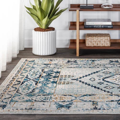 Jonathan Y Osuna Diamond Vintage Medallion Indigo Area Rug In Indigo Blue/ivory