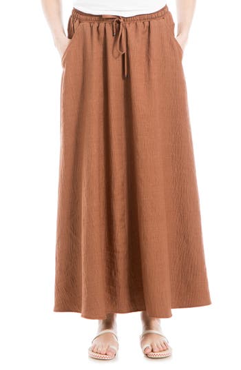 Max Studio Textured Crop Maxi Skirt In Chestnut