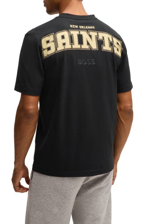 Shop Hugo Boss Boss X Nfl Stretch Cotton Graphic T-shirt In New Orleans Saints - Black