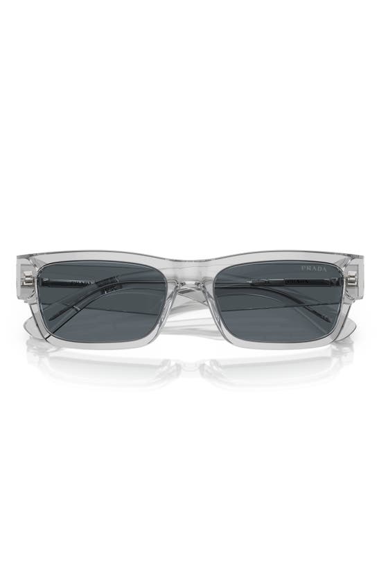 Shop Prada 56mm Rectangular Polarized Sunglasses In Shiny Gunmetal