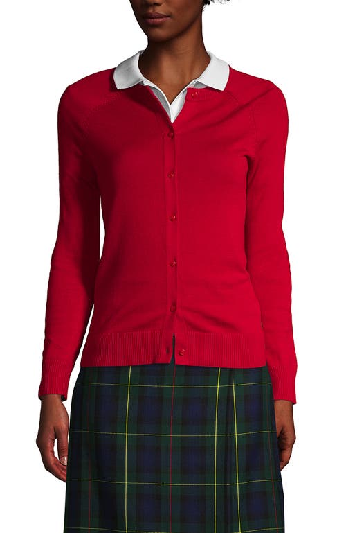 Lands' End School Uniform Young  Cotton Modal Cardigan Sweater In Red