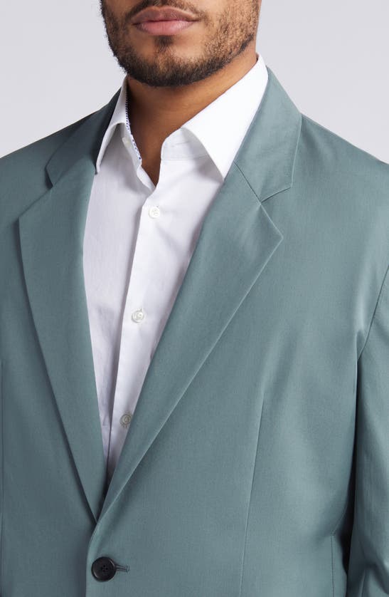 Hugo Boss Key Fred One-button Stretch Cotton Blazer In Dark Green