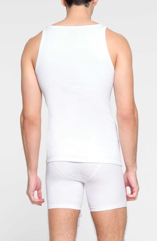 Shop Skims 3-pack Rib Stretch Cotton Tanks In Chalk