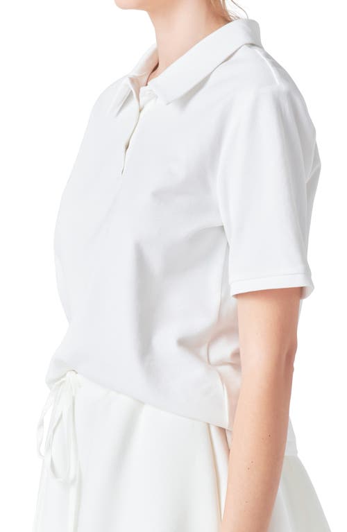 Grey Lab Cotton Piqué Polo In White