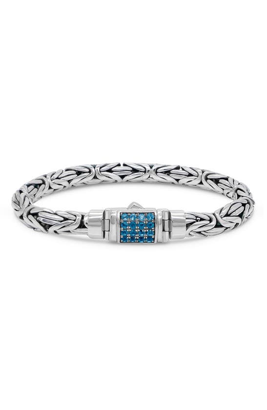 Shop Devata Sterling Silver Semiprecious Stone Chain Bracelet In Silver Blue