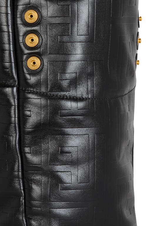 BALMAIN BALMAIN 1945 MONOGRAM EMBOSSED SOFT LEATHER TOTE 
