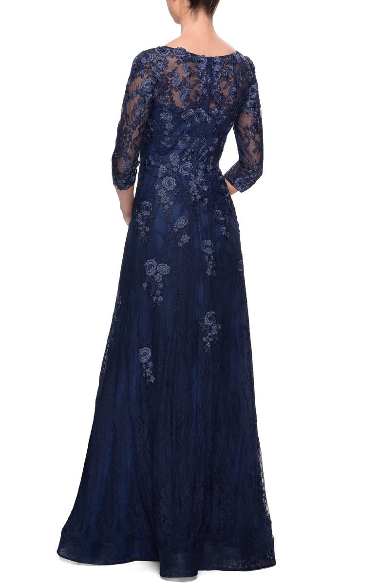 La Femme Embroidered Lace Gown | Nordstrom