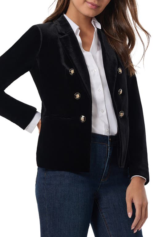 Shop Jones New York Double Breasted Velvet Blazer In Jones Black