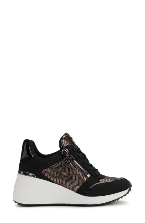 Shop Dkny Kalina Wedge Sneaker In Pewter/black