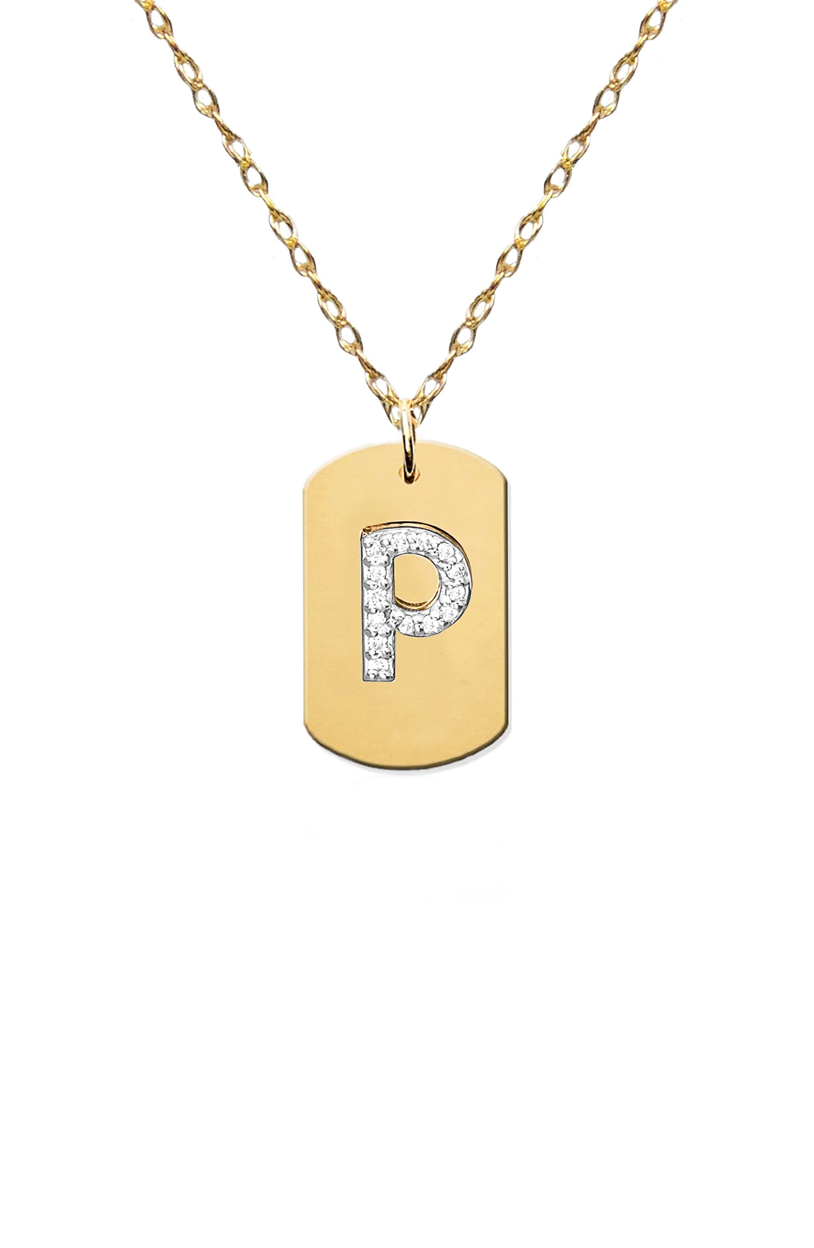Jane Basch Designs Diamond Initial Dog Tag Necklace (Nordstrom Exclusive)
