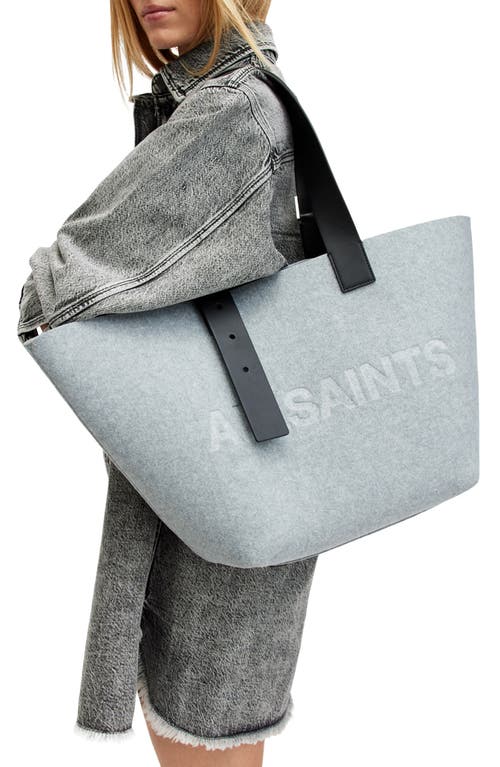 Shop Allsaints Anik Felt Tote In Grey Marl