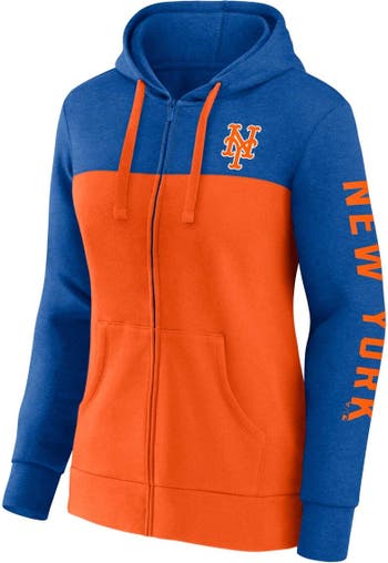 New York Mets Fanatics Branded Women's Tri-Blend Colorblock Pullover Hoodie - Royal