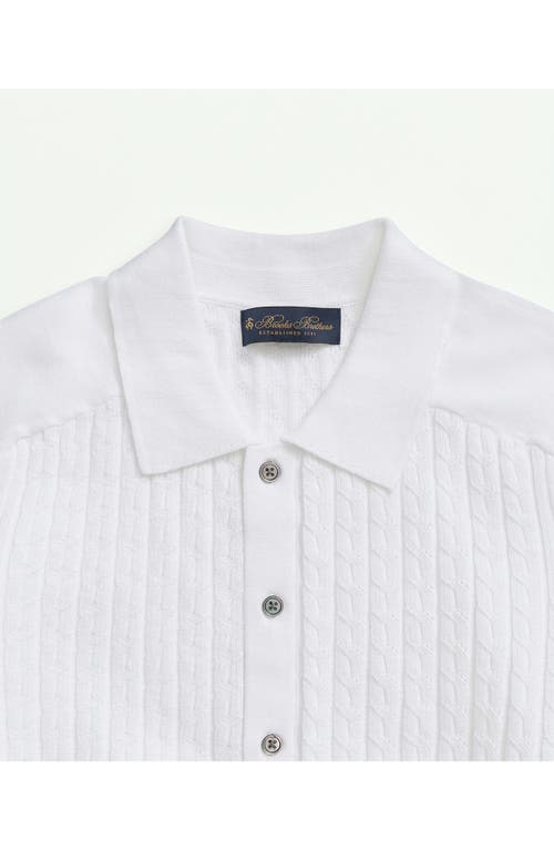 Shop Brooks Brothers Short Sleeve Cable Sweater In White