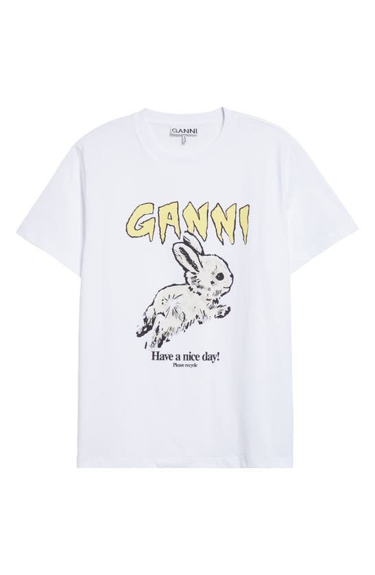 Shop Ganni Bunny Organic Cotton Graphic T-shirt In Bright White