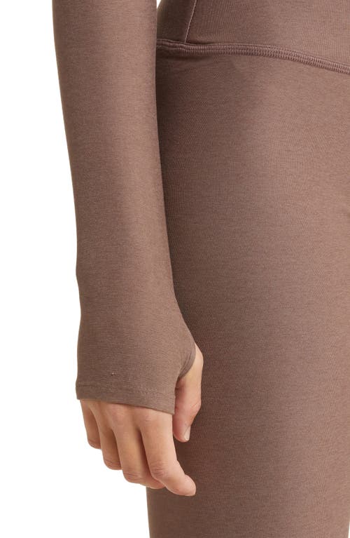 Beyond Yoga Moving On Featherweight Mock Neck Crop Top In Truffle Heather