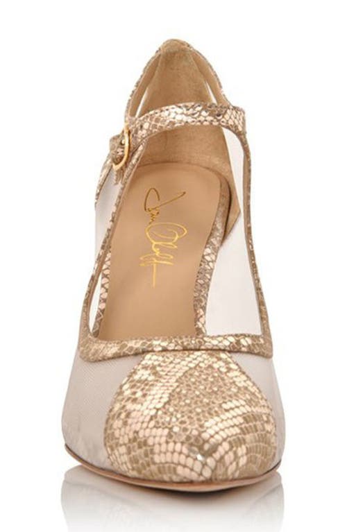 Joan Oloff Rebecca Mesh Pump In Champagne Metallic/mesh