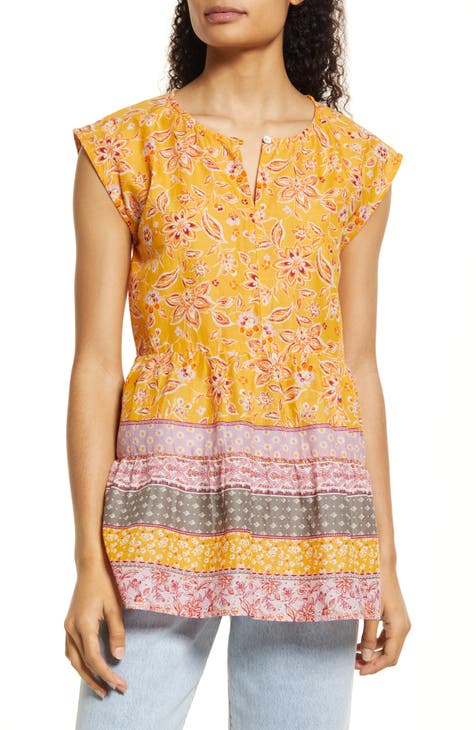 Lucky Brand Floral Ruched Front Top, Nordstrom