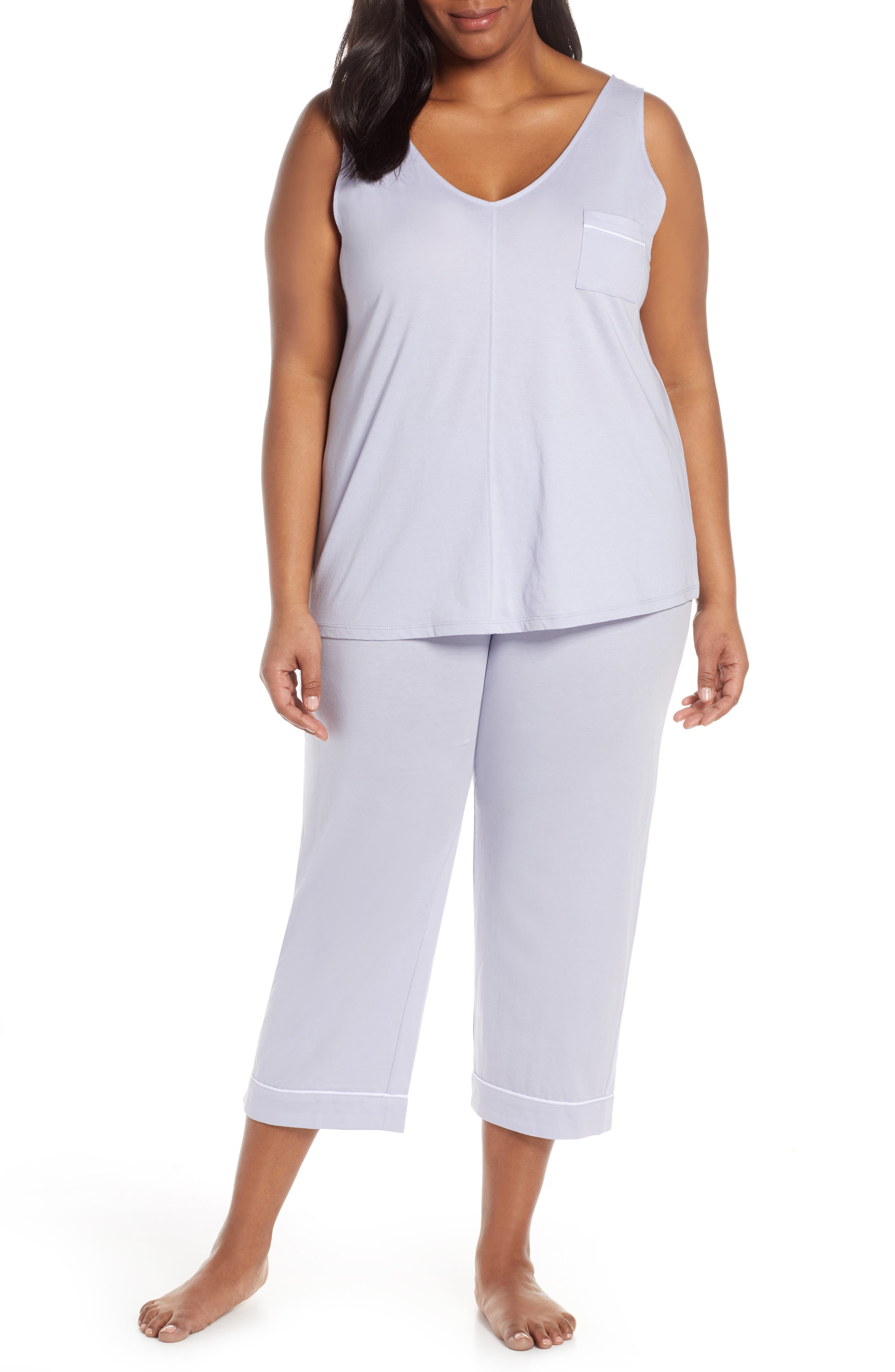 Plus Size Nordstrom Lingerie Breathe Cotton Crop Pajamas, Purple