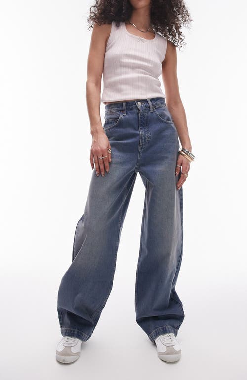 Topshop Baggy Jeans Mid Blue at Nordstrom,