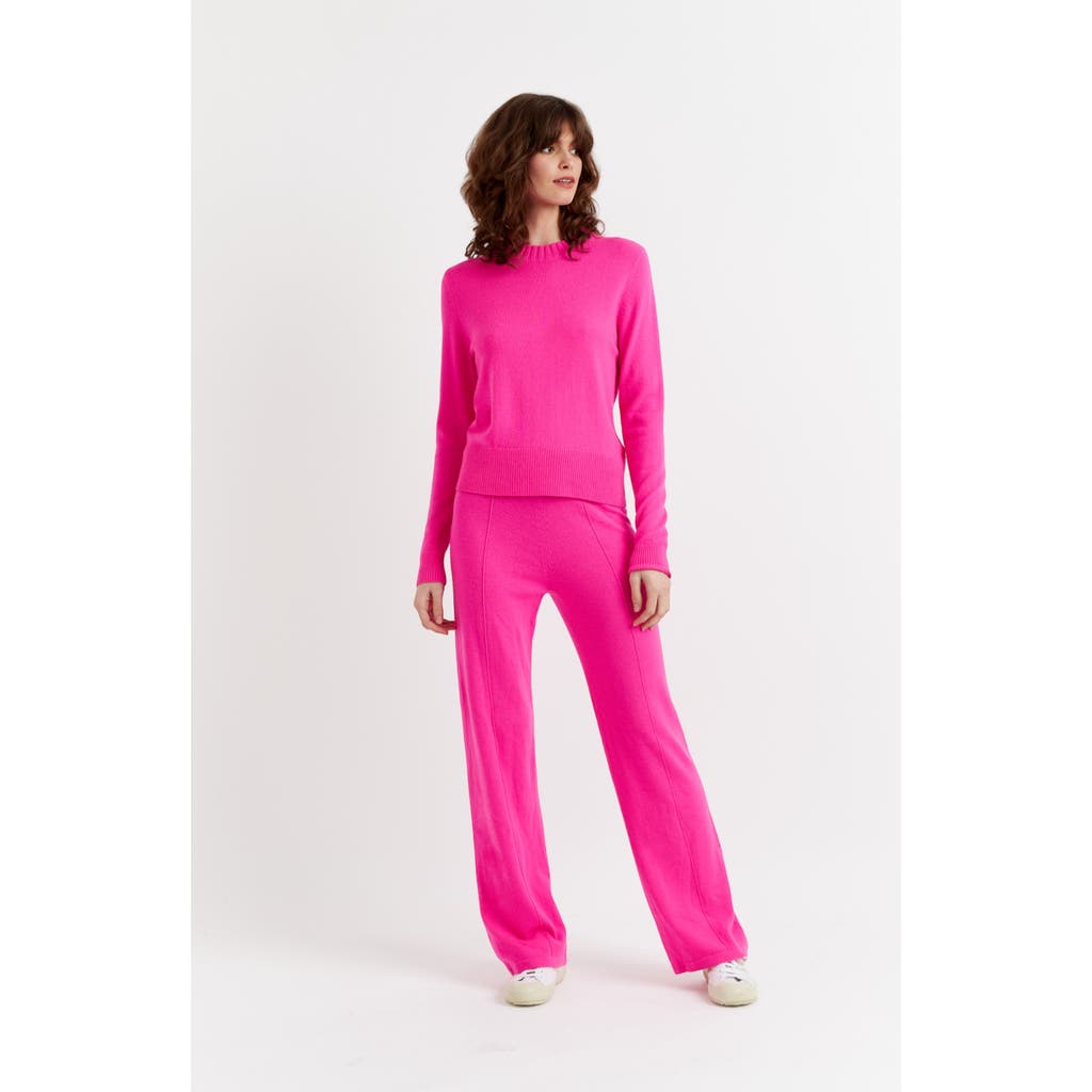 Chinti & Parker Wool-cashmere Wide-leg Track Pants In Hot Pink