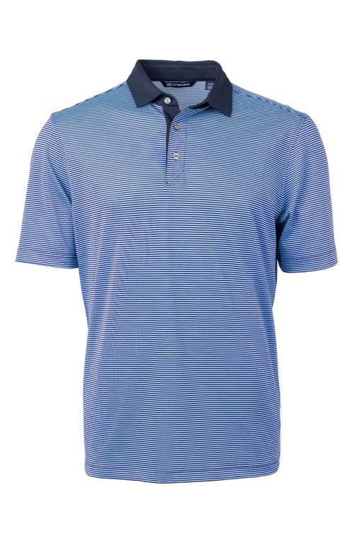 Cutter & Buck Microstripe Performance Recycled Polyester Blend Golf Polo In Atlas/navy Blue