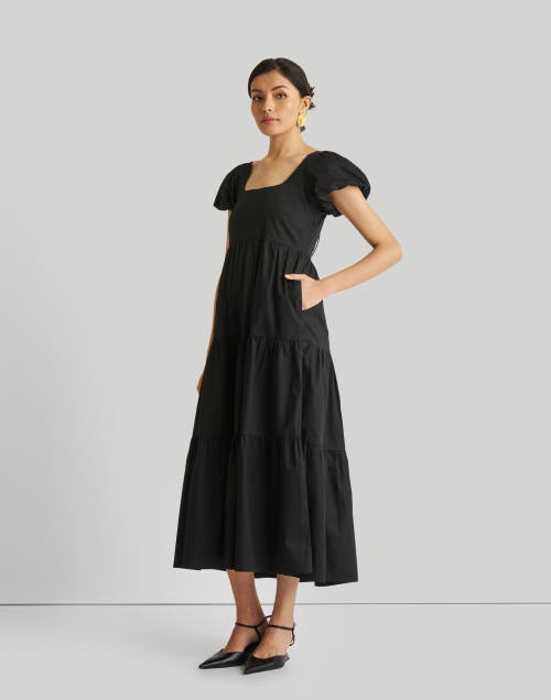 Shop Reistor Puff Sleeve Tiered Maxi Dress In Black