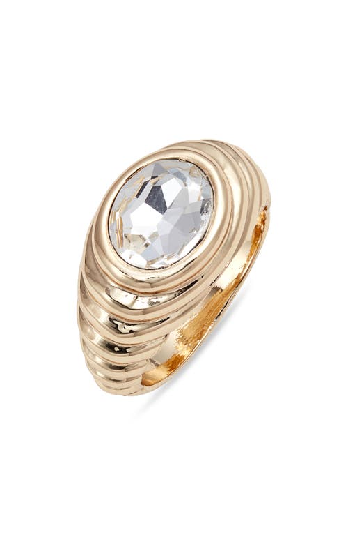 Crystal Deco Ring in Clear- Gold