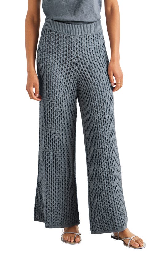 Shop Splendid Nova Pointelle Wide Leg Sweater Pants In Storm