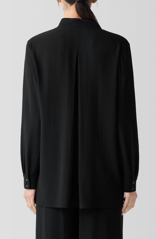 Shop Eileen Fisher Split Stand Collar Silk Tunic In Black