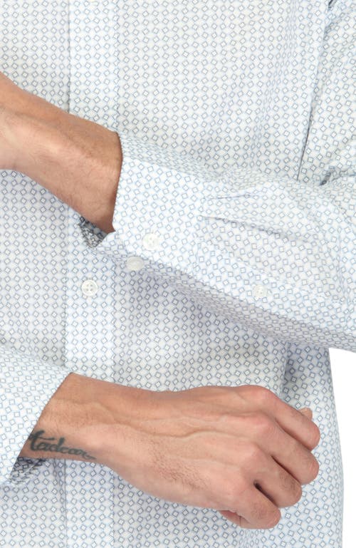 Shop Vustra Square Print Long Sleeve Shirt In White