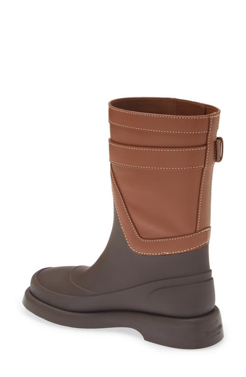 Shop Valentino Garavani Vlogo Bold Short Rain Boot In Tobacco/fondant