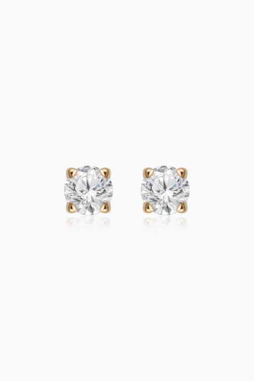 Shop Oradina 14k White Gold Shine Bright Diamond Small Studs In Yellow Gold