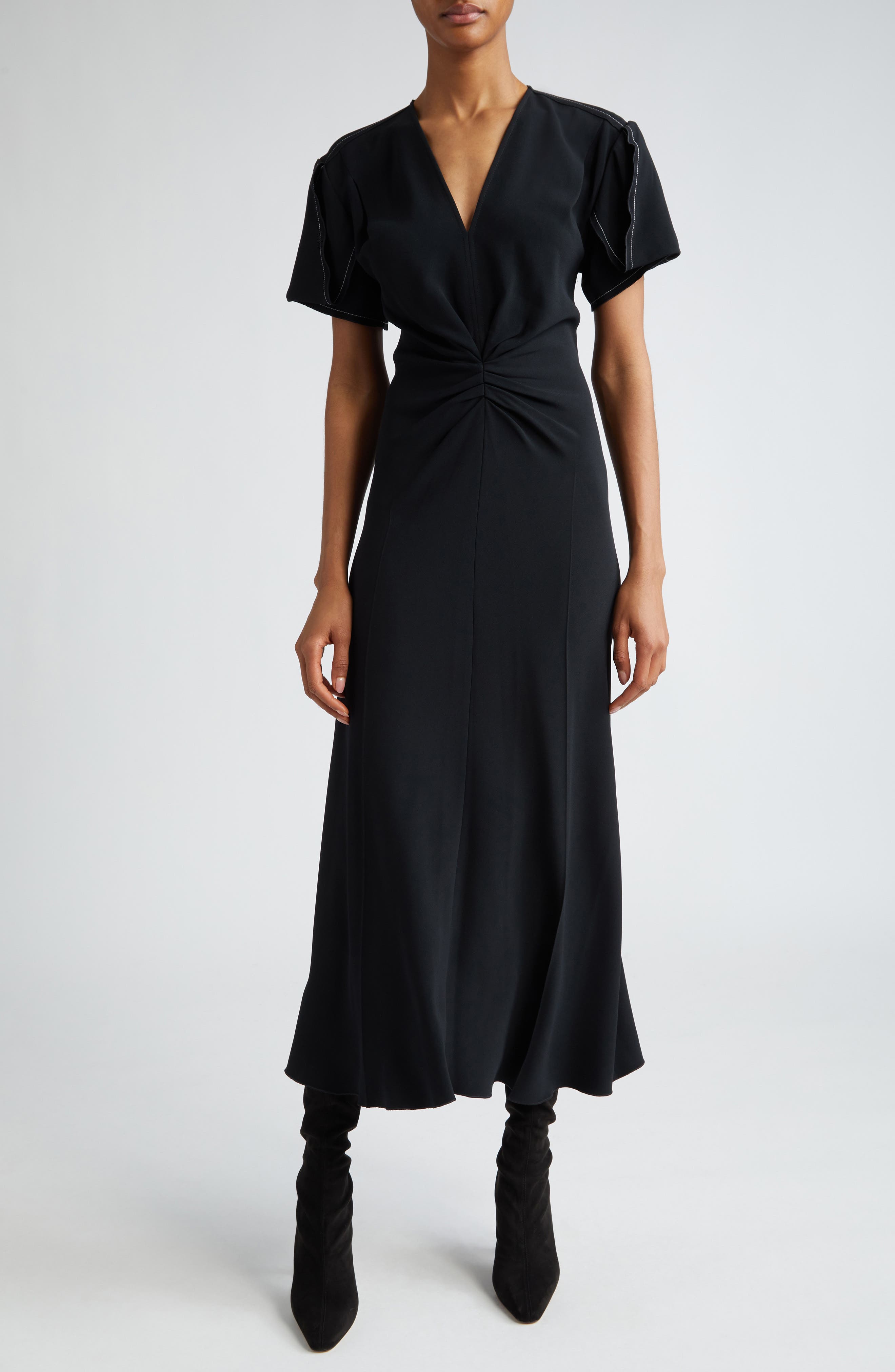 Victoria Beckham Ruched Waist Midi Dress | Nordstrom