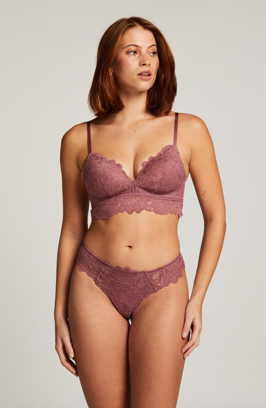 Shop Hunkemoller Hunkemöller Shiloh Lace Longline Bra In Wistful Mauve