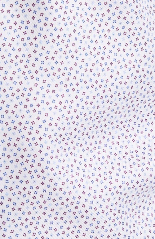 David Donahue Trim Fit Tossed Square Print Dress Shirt In White/merlot