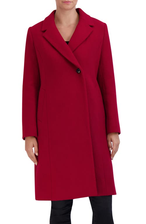 Shop Cole Haan Signature Asymmetric Button Wool Blend Coat In Red