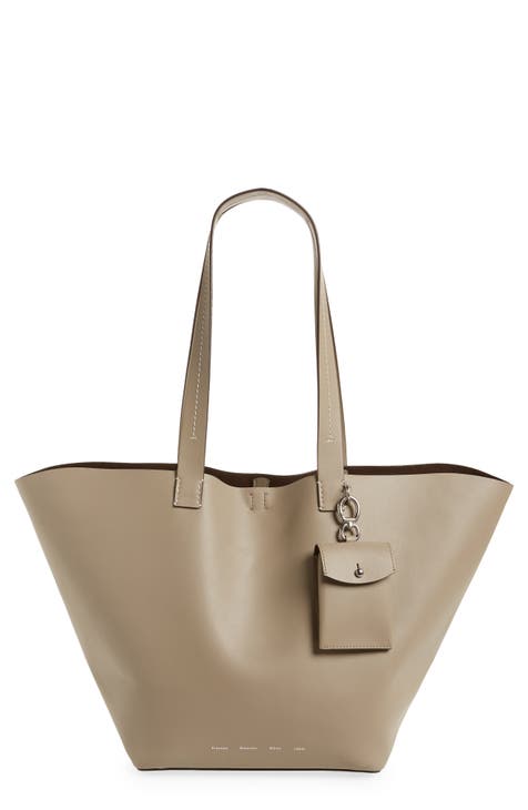 Gray leather tote clearance bags