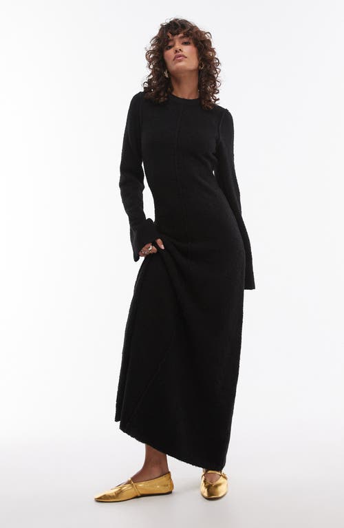 Shop Topshop Bouclé Long Sleeve Maxi Dress In Black