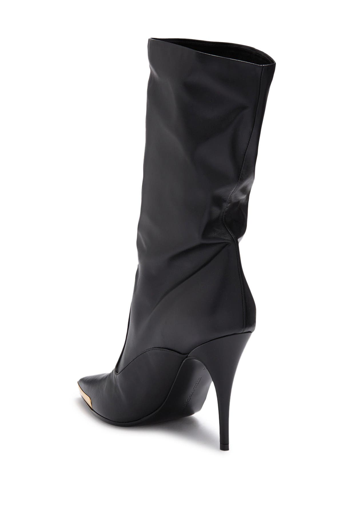 Stella Mccartney Pointed Toe Calf Stiletto Boots In Black