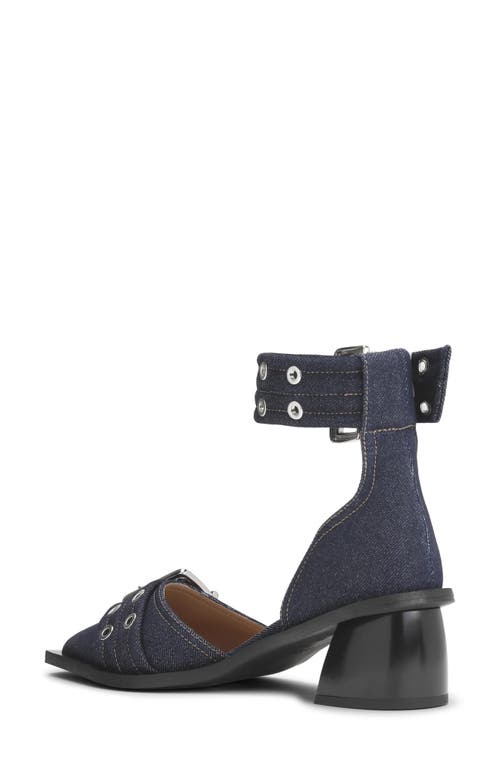 Shop Ganni Pointed Toe Buckle Pump In Dark Navy