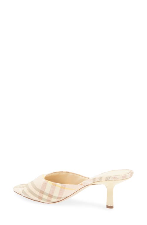 Burberry Beige Check Linen Mule Sandals With 6.5 Cm Heel Lf Mews 65 Chk 162393 In Teacup Ip Check